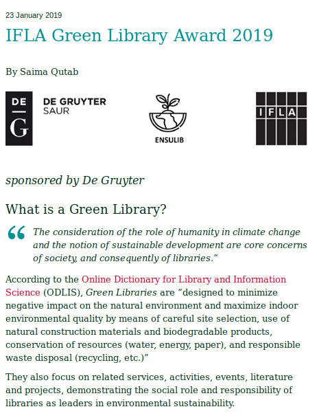 Green Library Award