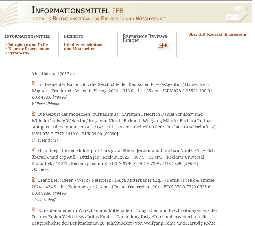 Informationsmittel für
Bibliotheken