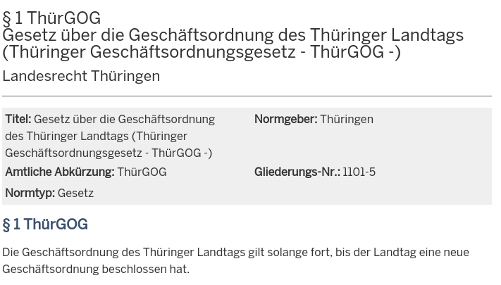 Geschäftsordnungsgesetz
Thüringen